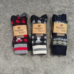 Happy Foot Set of 6 Happy Foot Cabin Cozy Socks - Crew Length, Cushioned Winter